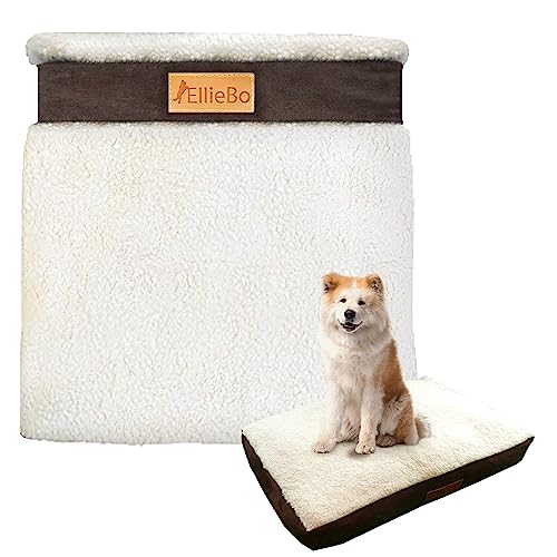 Ellie-Bo Ersatz Hundebett Cover mit Faux Wildleder und Schaffell, 87 x 57 cm, groß, Braun von Ellie-Bo