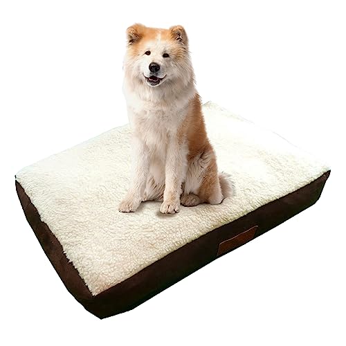 Ellie-Bo Hundebett, orthopädisch, Matratze aus viskoelastischem Kaltschaum / Memory-Schaum, Bezug aus Velourslederimitat / Schaffell, 91.4 cm, braun von Ellie-Bo