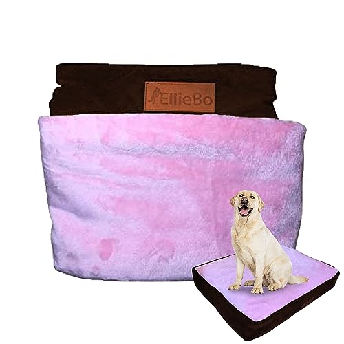 Ellie-Bo Jumbo Hundebett Abdeckung Cord mit Kunstfell Topping, 152,4 cm, braun/pink von Ellie-Bo