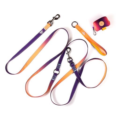 Ellieps Shop Händefreie Hundeleine, 3 m, multifunktional, verstellbar, mit befestigbarem 22,9 cm Griff, Violett-Blau-Farbverlauf (Orange-Violett-Farbverlauf, 3 m) von Ellieps Shop