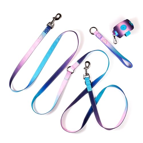 Ellieps Shop Händefreie Hundeleine, 3 m, multifunktional, verstellbar, mit befestigbarem 22,9 cm Griff, violett-blauer Farbverlauf, 3 m von Ellieps Shop