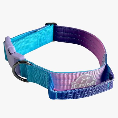 Ellieps Shop Taktisches Hundehalsband mit Kontrollgriff, verstellbar, strapazierfähig, Training und Spaziergang für mittelgroße und große Rassen (Violett, Größe XL: 50,8 cm – 71,1 cm) von Ellieps Shop