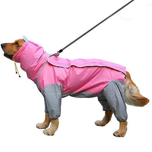 Elonglin Regenjacken für Hunde Regenmantel wasserdicht mit Kapuze Poncho für große mittlere Kleine Hund A Grau Pink 22 von Elonglin