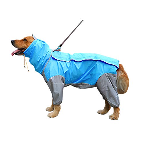 Elonglin Regenjacken für Hunde Regenmantel wasserdicht mit Kapuze Poncho für große mittlere Kleine Hund A Grau blau 22 von Elonglin