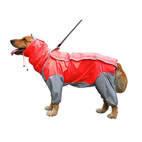 Elonglin Regenjacken für Hunde Regenmantel wasserdicht mit Kapuze Poncho für große mittlere Kleine Hund A Grau rot 24 von Elonglin
