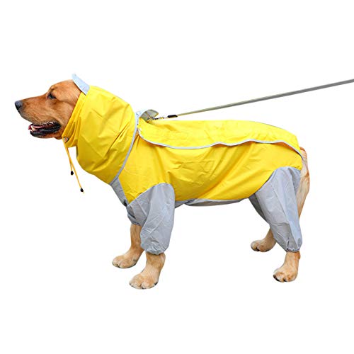 Elonglin Regenjacken für Hunde Regenmantel wasserdicht mit Kapuze Poncho für große mittlere Kleine Hund A Graugelb 22 von Elonglin