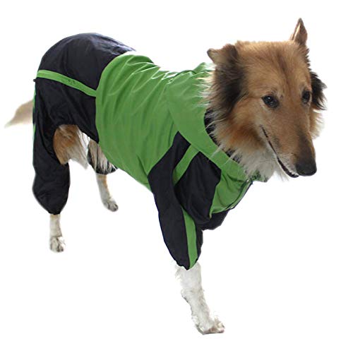 Elonglin Regenjacken für Hunde Regenmantel wasserdicht mit Kapuze Poncho für große mittlere Kleine Hund B Grün L-XS von Elonglin