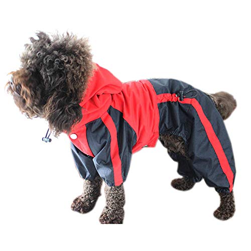 Elonglin Regenjacken für Hunde Regenmantel wasserdicht mit Kapuze Poncho für große mittlere Kleine Hund B Rot L-S von Elonglin