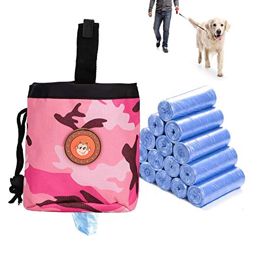Elprico Tragbare Haustier-Snack-Tasche Hundefutter-Tasche, Haustier-Snack-Tasche, Futter-Snack-Aufbewahrungshalter Pet(Pink Camouflage) von Elprico