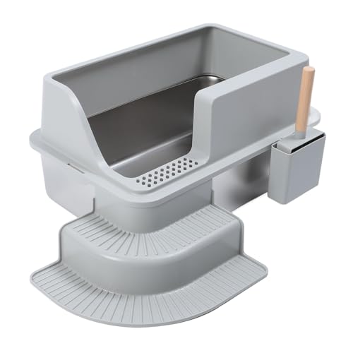 Katzentoilette aus Edelstahl, 58,4 X 38,1 X 29,2 cm, Katzentoilette mit Geschlossenem Deckel, Katzentoilette aus Metall für Mehrere Katzen und Große Katzen Katzentoilette aus Edelstahl, 58,4 X 38,1 X 29,2 cm, Katzentoilette mit Geschlossenem Deckel, Katzentoilette aus Metall für Mehrere Katzen und Große Katzen von Elprico