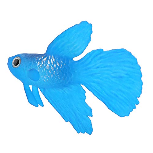 Künstliche Aquarienfische, Kleine Silikonfische, Künstliche Bewegliche Fische, Schwimmende Fische, Aquariumdekoration für Aquarien(Nr. 3 blauer Kampffisch) von Elprico