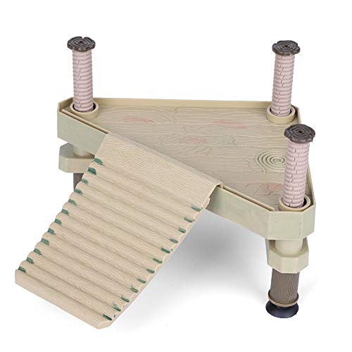 Elprico Reptilien-Schwimmplattform, Schildkröten-Aalen-Plattform mit Rampenleiter, Reptilien-Schildkröten-Frosch-Spielterrassen-Aalen-Schwimmplattform aus Kunststoff in Beige von Elprico