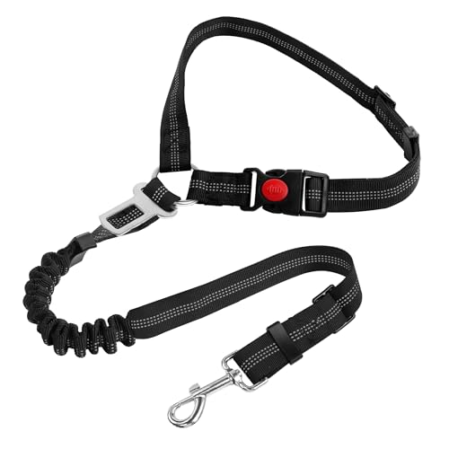 3-in-1 Haustier-Sicherheitsgurt-Leine, abnehmbares Hundegeschirr, verstellbarer reflektierender Bungee-Hunde-Sicherheitsgurt, Hellschwarz 3-in-1 Haustier-Sicherheitsgurt-Leine, abnehmbares Hundegeschirr, verstellbarer reflektierender Bungee-Hunde-Sicherheitsgurt, Hellschwarz von Elufa