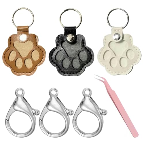 Embhlitfe Leder-Schlüsselanhänger für Haustiere, personalisierbar, mit Druckknopf, Hunde-Gedenkgeschenke zum Sammeln von Fell, Pfotenform, Haustier-Schlüsselanhänger in Braun, Gelb und Kastanienbraun Embhlitfe Leder-Schlüsselanhänger für Haustiere, personalisierbar, mit Druckknopf, Hunde-Gedenkgeschenke zum Sammeln von Fell, Pfotenform, Haustier-Schlüsselanhänger in Braun, Gelb und Kastanienbraun von Embhlitfe