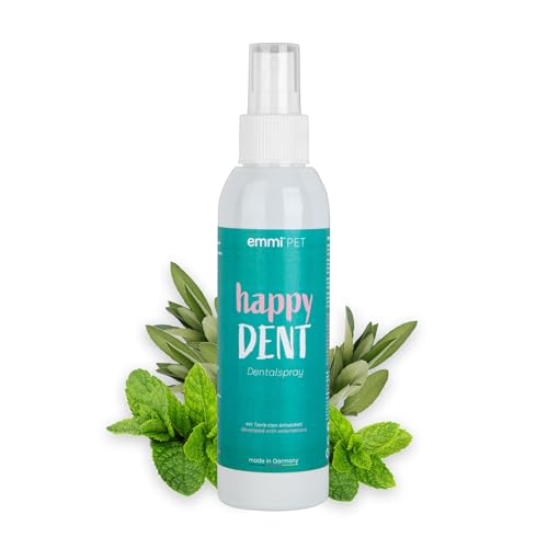 Emmi-pet Dentalspray für Hunde, reduziert Zahnstein & Maulgeruch, Zahnpflege und Zahnreinigung für Hunde, sorgt für einen frischen Atem, Vegan & natürlich, ohne Tierleid, 150ml von Emmi-pet