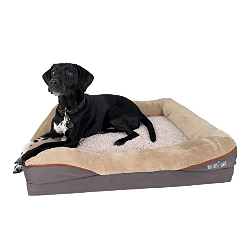 Emmi-pet Orthopädisches Hundebett für kleine Hunde – 68x51x15cm – Kuscheliges & waschbares Hundesofa – Weiches Hundebett – rutschfest, langlebig & atmungsaktiv mit Nackenrolle – Für kleine Hunde von Emmi-pet