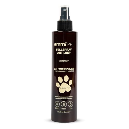 emmi-pet Fellspray 2in1 Anti-Ziep Natur 250 ml – 100 % natürliche Fellpflege mit Mandelöl und Aloe Vera - entwirrt ohne Ziepen, gegen Verfilzungen, stärkt Fell & Haut, für alle Hunde ab 10. Woche von Emmi-pet