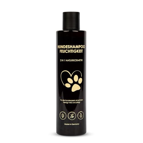 emmi-pet Hundeshampoo 2in1 Feuchtigkeit Natur 250 ml – pH-neutral, mit Aloe Vera & Kräuterextrakten, pflanzliche Formel für Sensible Hunde & Welpen, sanfte Reinigung & Fellpflege - gesundes Hundefell von Emmi-pet