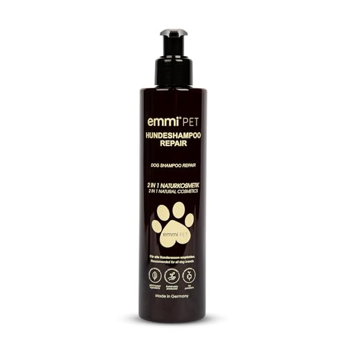 emmi-pet Hundeshampoo 2in1 Natur Repair 250 ml – Natürliche Fellpflege mit Aloe Vera & Kräutern, vegan & pH-hautneutral, regenerierend & sanft, für alle Hunde & Welpen ab 10. Woche - gesundes Fell von Emmi-pet