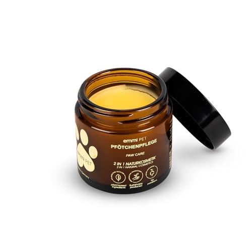 emmi-pet Pfötchenpflege 2in1 Natur 50 ml – Veganer Pfotenbalsam für Hunde mit Sheabutter, Kokosöl & Kräuterextrakten, schützt & regeneriert - gegen Risse & raue Ballen, Natürlich - zieht schnell EIN von Emmi-pet