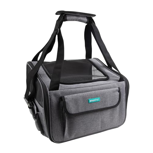 emmi-pet Transporttasche für Hunde&Katze, Faltbare & tragbare Transportbox bis zu 9Kg, mit Oxford-Stoff, wasserdichte Hunde-&Katzentragetasche für Auto, Zug & Unterwegs, Travel Bag 41,5 x 32 x 30cm von Emmi-pet