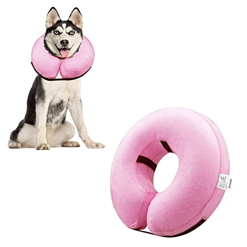 Emwel Haustier Aufblasbares Halsband für große Hunde, Bequemes Haustier Halsband Kegel für die Erholung, Aufblasbare Basic Hundehalsbänder, L von Emwel