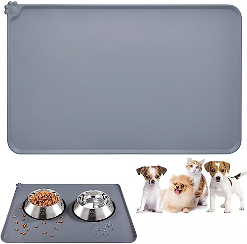 Emwel Hundefuttermatte, Silikon-Hundenapfmatte, rutschfeste Katzen- und Hunde-Futtermatte, wasserdichtes Hunde-Platzset L (47 x 30,260 g) von Emwel