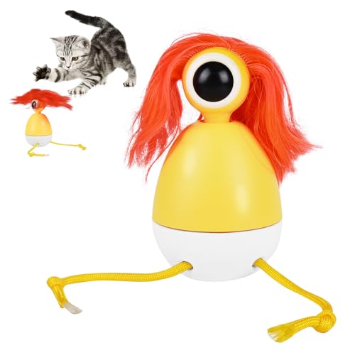 Emwel Katzenball-Spielzeug-Set, lustiger Tracker, automatischer Rollball mit flauschigem Schwanz, wiederaufladbar von Emwel