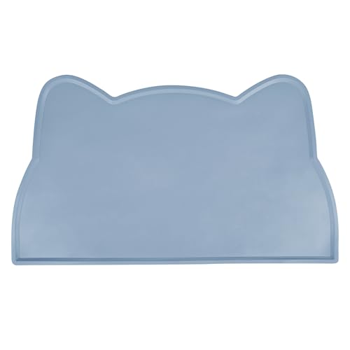 Emwel Katzenfuttermatte, dünn, 137 g, Silikon, rutschfest, wasserdicht, Tischset, Blau von Emwel