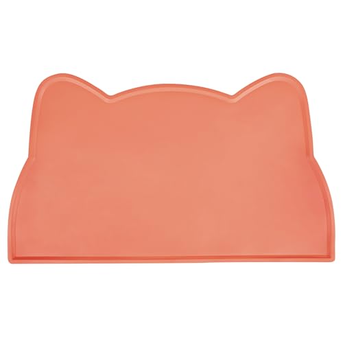 Emwel Katzenfuttermatte, dünn, 137 g, Silikon, rutschfest, wasserdicht, Tischset, Rot von Emwel