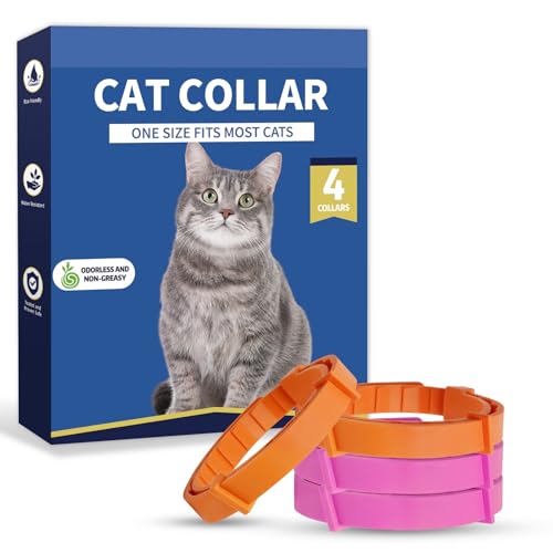 Katzenhalsband, wasserabweisend, weiches Gummi, verstellbare Halsbänder für Katzen – große, mittelgroße und kleine Katzen (Orange/Rosa, 38 cm) von Enchvi
