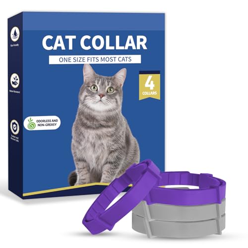 Katzenhalsband, wasserabweisend, weiches Gummi, verstellbare Halsbänder für Katzen – große, mittelgroße und kleine Katzen (lila-grau, 38 cm) von Enchvi