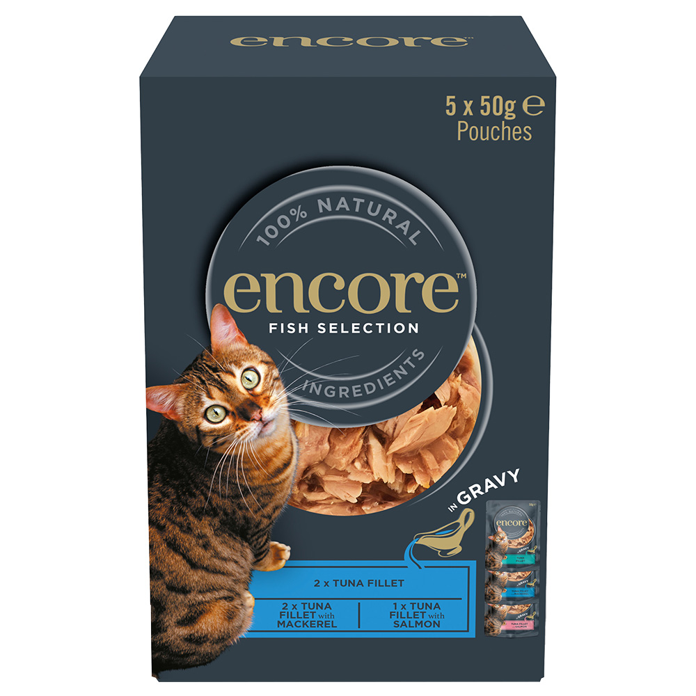Encore Cat Gravy Pouch Mixpaket 5 x 50 g - Fisch-Auswahl (3 Sorten) von Encore