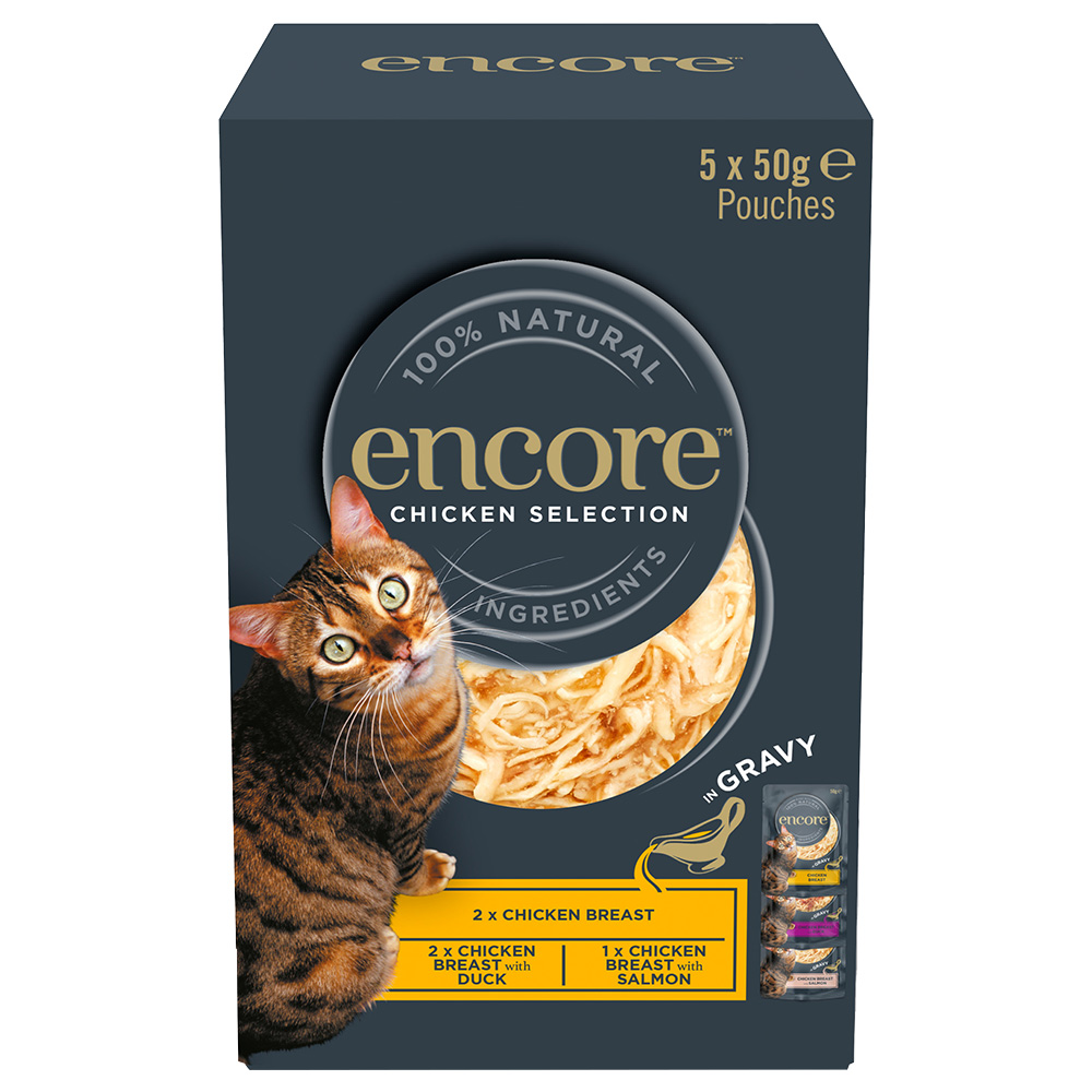 Encore Cat Gravy Pouch Mixpaket 5 x 50 g - Hühnchen-Auswahl (3 Sorten) von Encore