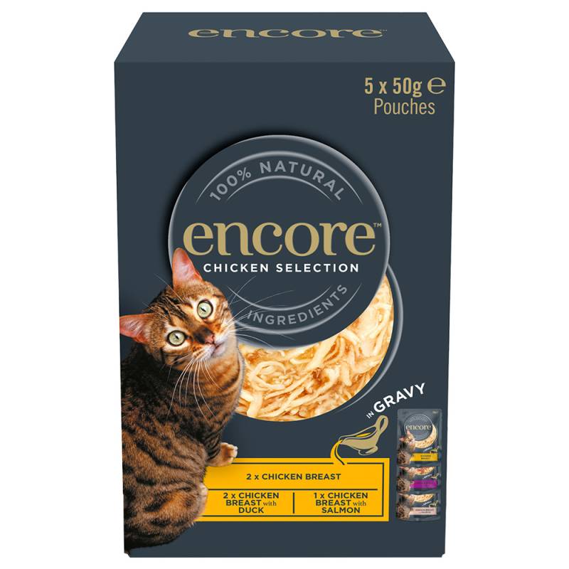 Encore Cat Gravy Pouch Mixpaket 5 x 50 g - Hühnchen-Auswahl (3 Sorten) von Encore