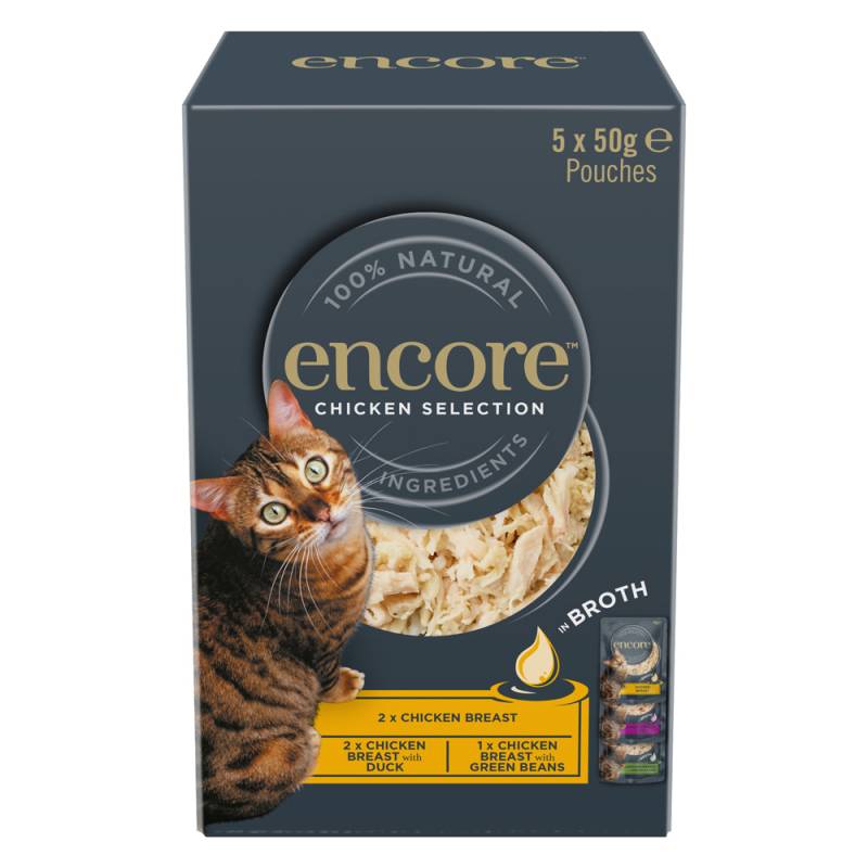 Encore Cat Pouch in Brühe 5 x 50 g - Hühnchen-Auswahl (3 Sorten) von Encore