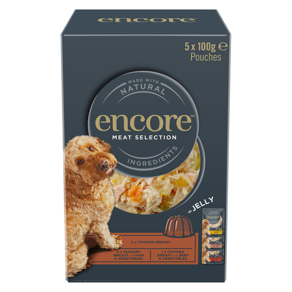 Encore Jelly Pouch Mix 5 x 100 g - Fleisch-Auswahl von Encore