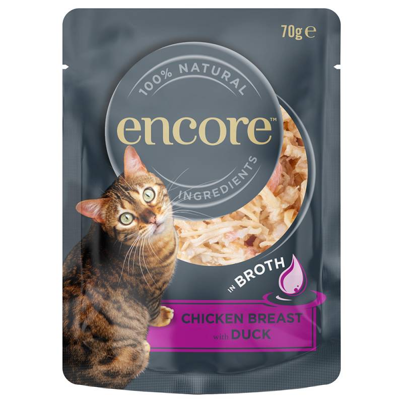 Sparpaket Encore Cat Pouch 48 x 70 g - Hühnerbrust mit Ente von Encore