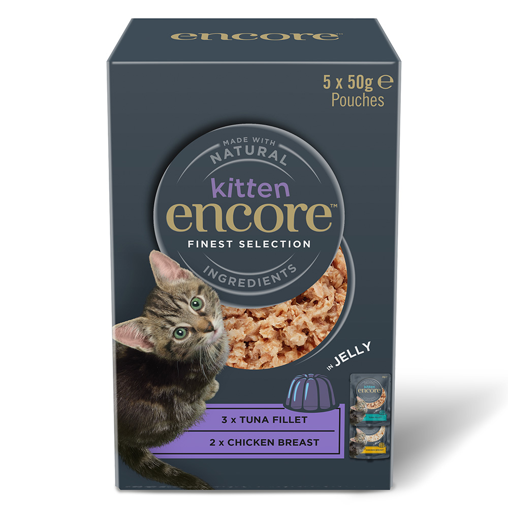Sparpaket Encore Kitten Jelly Pouch 20 x 50 g - Feinste Auswahl (2 Sorten) von Encore