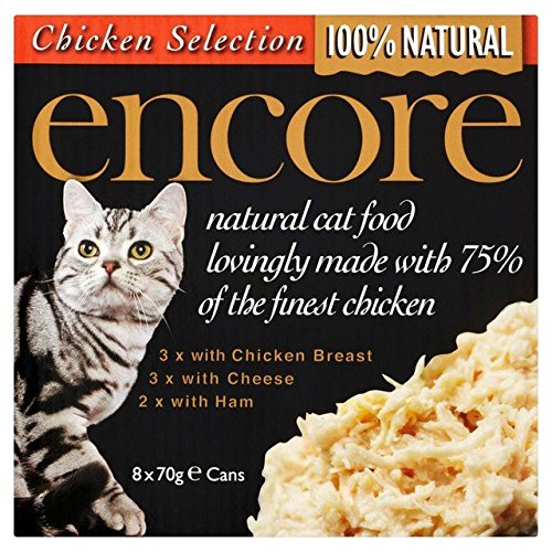 Zugabe Katze Zinn Multipack Huhn Auswahl 8 X 70G (Packung mit 2) von Encore