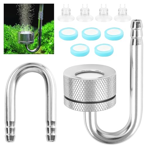 CO2 Diffusor Aquarium, Aquarium Zerstäuber, Sauerstoff Kohlendioxid Diffusor mit Saugnäpfen und U-Pipe, Sauerstoff Diffusor Aquarium, CO2 Diffusor Aquarium Für Aquarium Süßwasserfischpflanzen von Encuryna