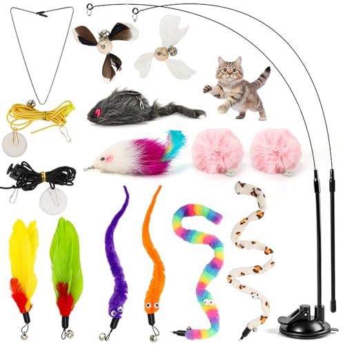 Encuryna 18 Stück Interaktives Katzenspielzeug Katzenangel mit Federn und Saugnapf - Interaktives Katzenangel Stabil Katzen Spielzeug Katzenspielzeug Maus Katzenwirbel Encuryna 18 Stück Interaktives Katzenspielzeug Katzenangel mit Federn und Saugnapf - Interaktives Katzenangel Stabil Katzen Spielzeug Katzenspielzeug Maus Katzenwirbel von Encuryna