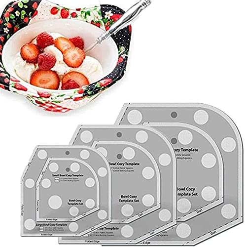 Bowl Cozy Template Cutting Ruler Set,Bowl Cozy Pattern Template for Sewing,Clear Acrylic Bowl Wrap Sewing Pattern Template Quilting Template,DIY Craft Stencil Cut on Fold Template Sewing (Mixed) von Endxedio
