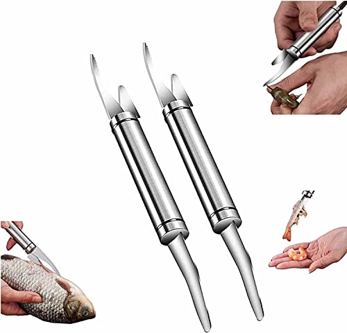 Endxedio 5 in 1 Multifunctional Shrimp Line Fish Maw Knife,Stainless Steel Shrimp Peeler, Fish Scale Remover,Portable Shrimp Cleaner Knife (2pcs) von Endxedio