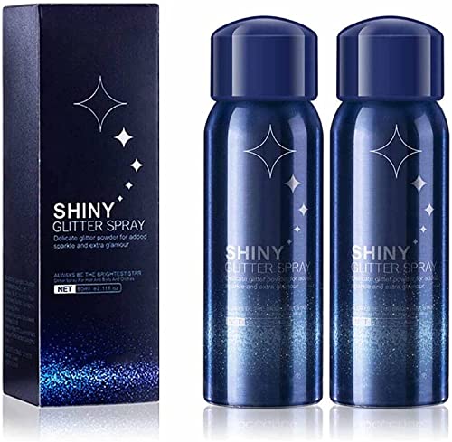 Endxedio Stage Makeup Hair Body Glitter Spray Nightclub Party Body Starry Glitter Spray, Glitter Spray for Hair and Body Make Up Long Lasting Shimmer Silver Glitter Hairspray (2pcs) von Endxedio