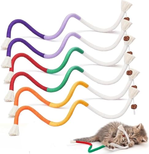 Endyniner Sellerie Pets Katzenkauseil, Meow-vo Kauseile für Katzen, Katzenminze-infundierte Bio-Baumwolle, Kauspielzeug für Katzen, sicheres Katzenminze-Spielzeug für Katzen, Seil-Kauspielzeug (6 von Endyniner