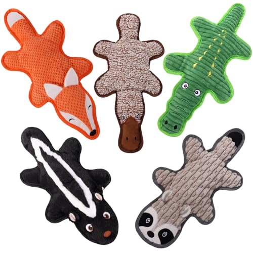 Eneston Quietschspielzeug für Hunde, 5 Stück, Plüsch, Knisterspielzeug, keine Füllung für kleine, mittelgroße und große Hunde von Eneston