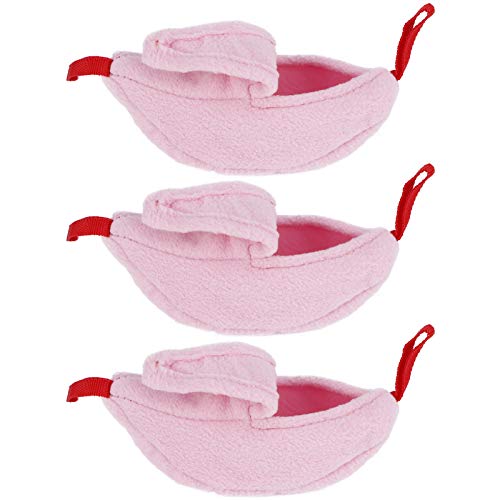 Enforose 3 Sets Hamster-Hängematte, weiche Nester, Bananenform, zum Aufhängen, Winter, warmes Haus für kleines Haustierbett, kleines Hamsterspielzeug, Käfigschaukel (Rosenrot) von Enforose
