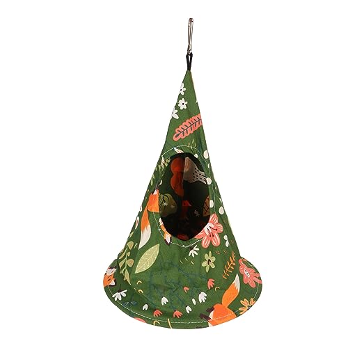 Enforose Vogelzelt, weich, atmungsaktiv, waschbar, Baumwolle, Schlafbett, hängendes Vogelhängemattennest für Papageien, Wellensittiche, Grün (20 * 27CM) von Enforose