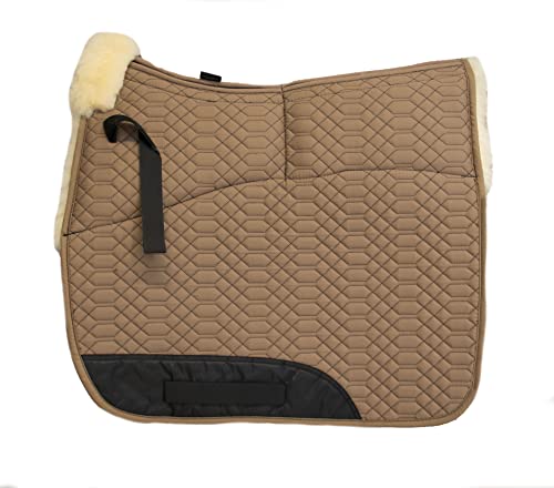Engel Reitsport | SCHABRA1AP-D-CAM-MED | Schabracke | Aufpolster Korrektur | Steppstoff | Lammfell im Sattelbereich | Half Lined |Fellkranz vorne | Dressur | Stoff Camel Fell med. von Engel Reitsport